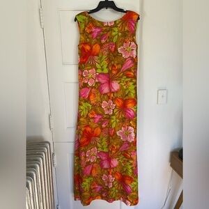 Vintage Floral Sleeveless Long Maxi Dress